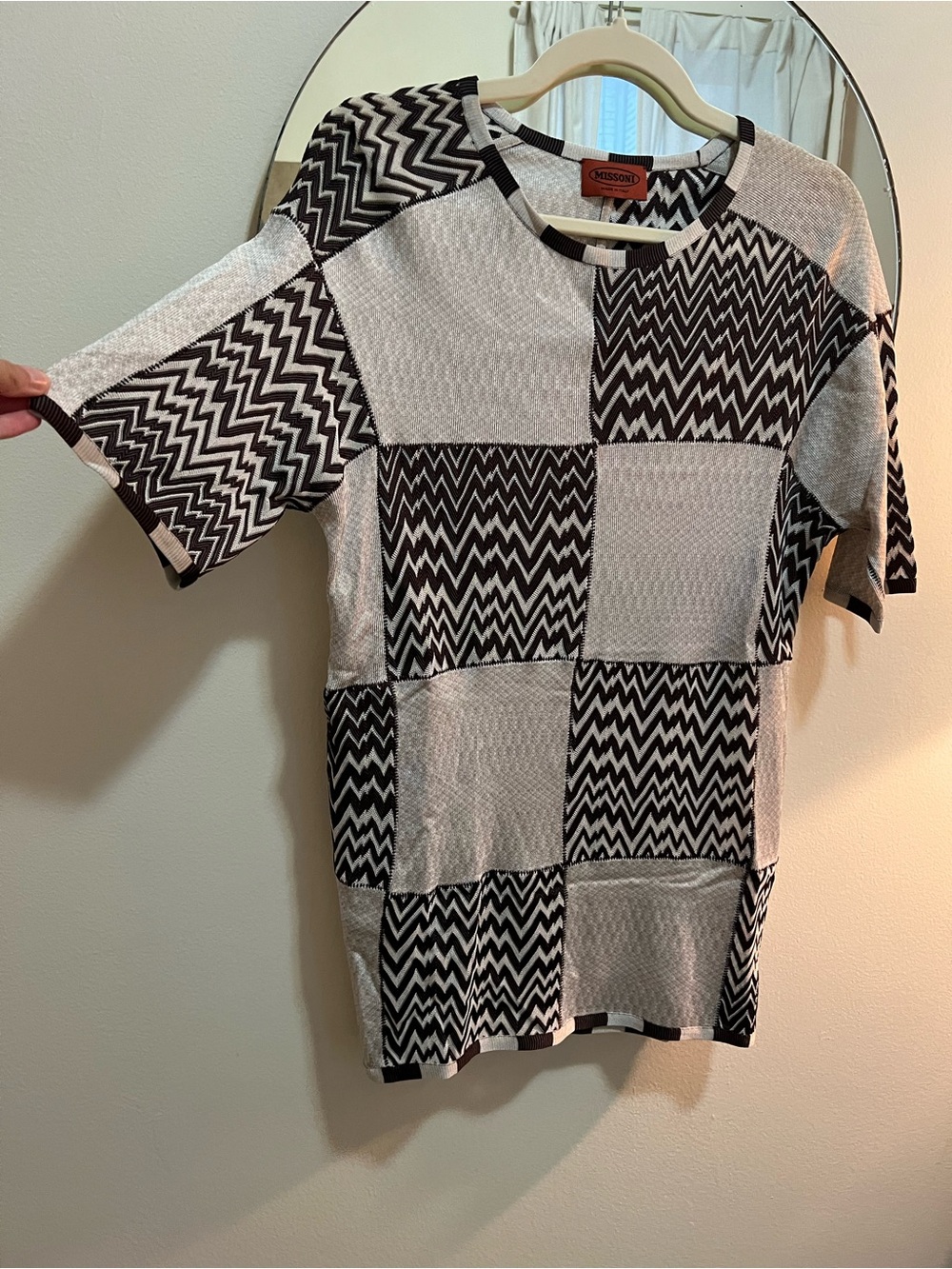 Vintage Missoni Brown & off white Knit Shirt - swim coverup, mini dress size S